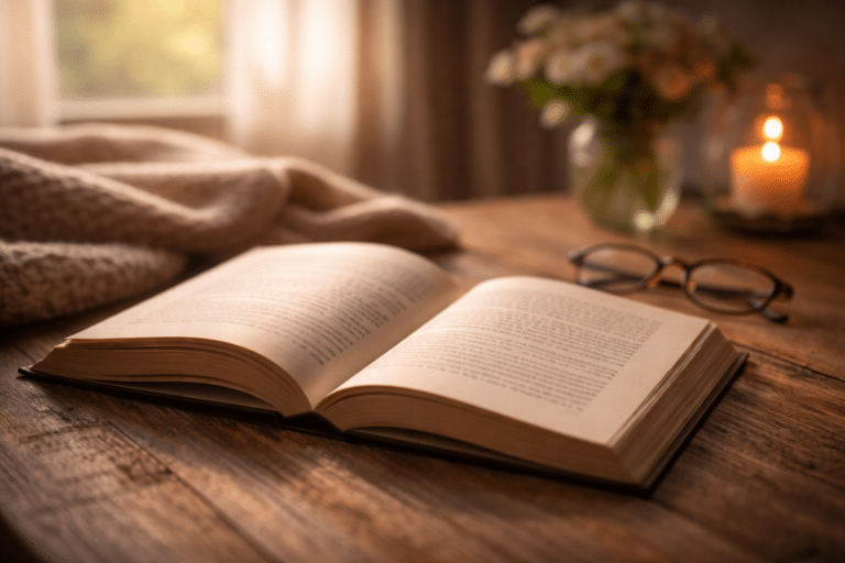 Offenes Buch in ruhigem Licht – Gedanken zwischen den Zeilen